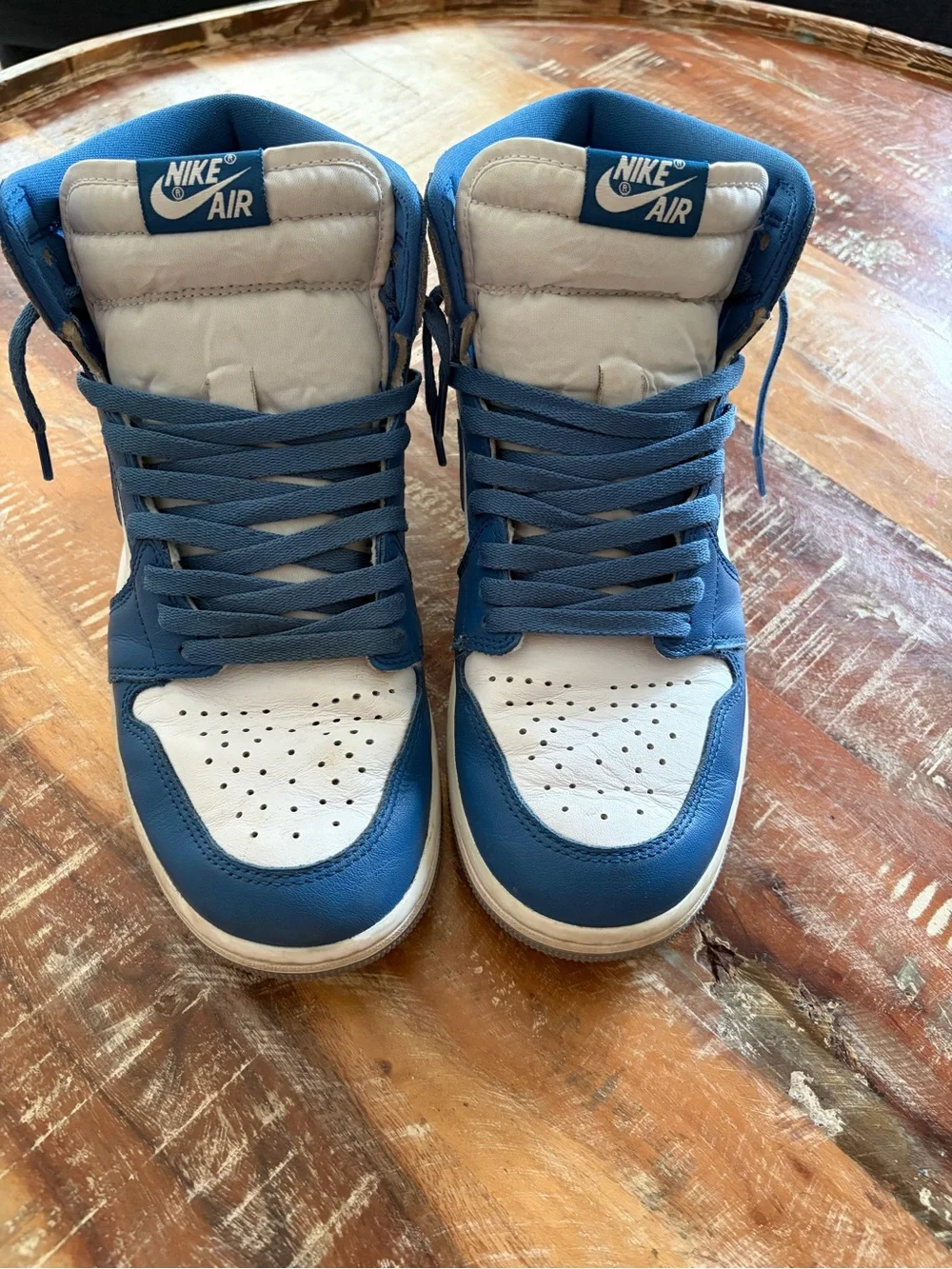 Nike Air Jordan 1 Mid - White and Blue Men's Sneakers 9.5